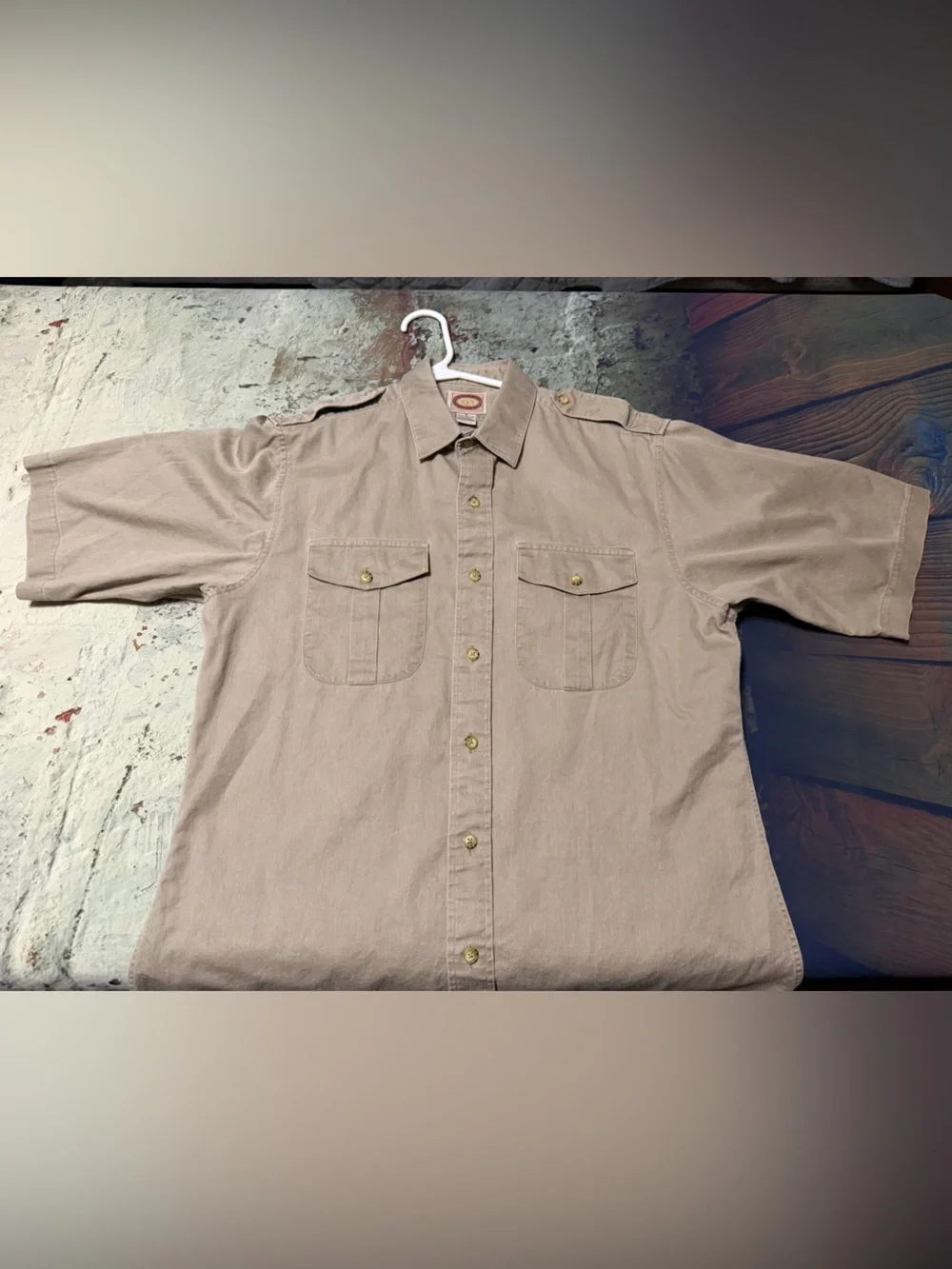 Banana Republic Mill Valley California Men's Beige B-Down Utility Safari Shirt